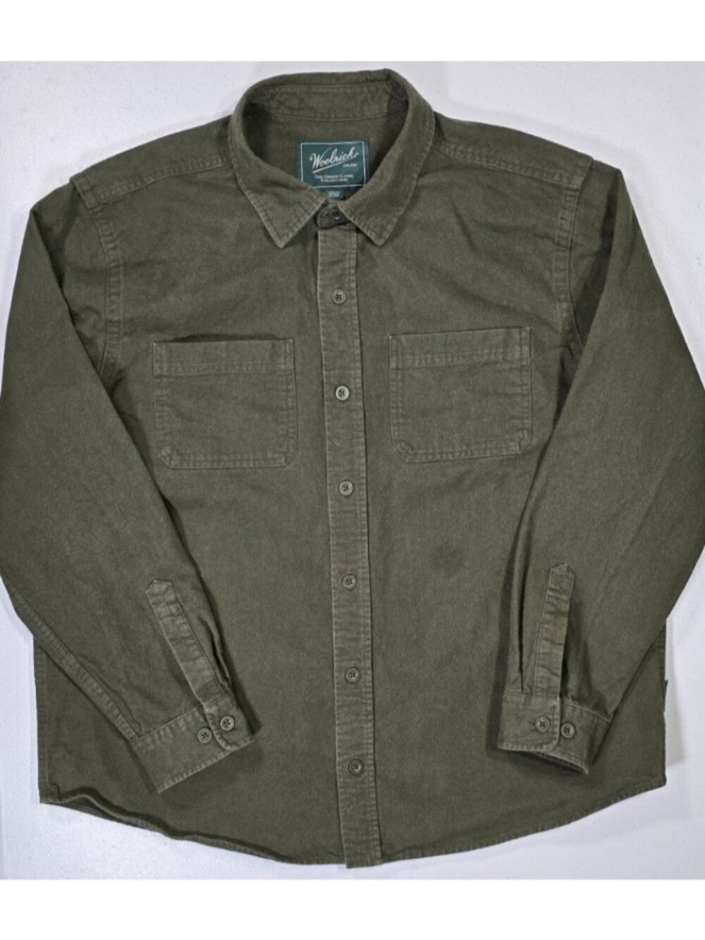 Woolrich Long Sleeve Button Up Green Cotton Flannel Shirt Outdoor Work Men's XL